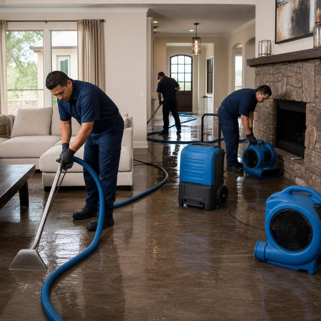 Commercial extraction and drying equipment used during residential water damage restoration